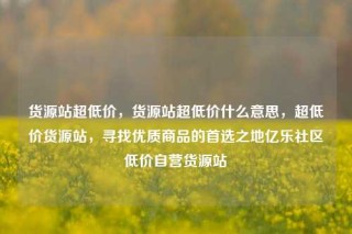 货源站超低价，货源站超低价什么意思，超低价货源站，寻找优质商品的首选之地亿乐社区低价自营货源站