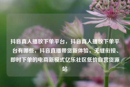 抖音真人播放下单平台，抖音真人播放下单平台有哪些	，抖音直播带货新体验，无缝衔接、即时下单的电商新模式亿乐社区低价自营货源站  第1张