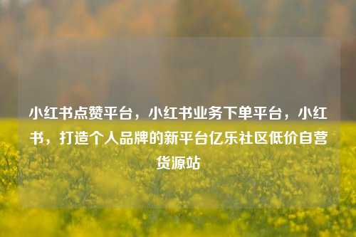 小红书点赞平台	，小红书业务下单平台，小红书，打造个人品牌的新平台亿乐社区低价自营货源站  第1张
