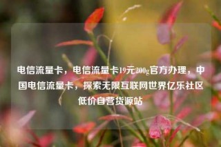 电信流量卡，电信流量卡19元200g官方办理，中国电信流量卡，探索无限互联网世界亿乐社区低价自营货源站