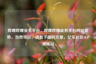 哔哩哔哩业务平台，哔哩哔哩业务平台网站优势，当然可以，请看下面的文章，亿乐社区SUP货源站