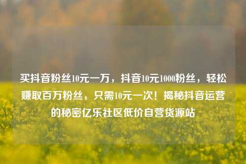 买抖音粉丝10元一万	，抖音10元1000粉丝，轻松赚取百万粉丝，只需10元一次！揭秘抖音运营的秘密亿乐社区低价自营货源站  第1张