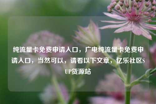 纯流量卡免费申请入口，广电纯流量卡免费申请入口	，当然可以，请看以下文章，亿乐社区SUP货源站  第1张