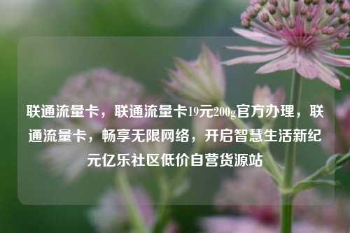 联通流量卡，联通流量卡19元200g官方办理，联通流量卡	，畅享无限网络，开启智慧生活新纪元亿乐社区低价自营货源站  第1张